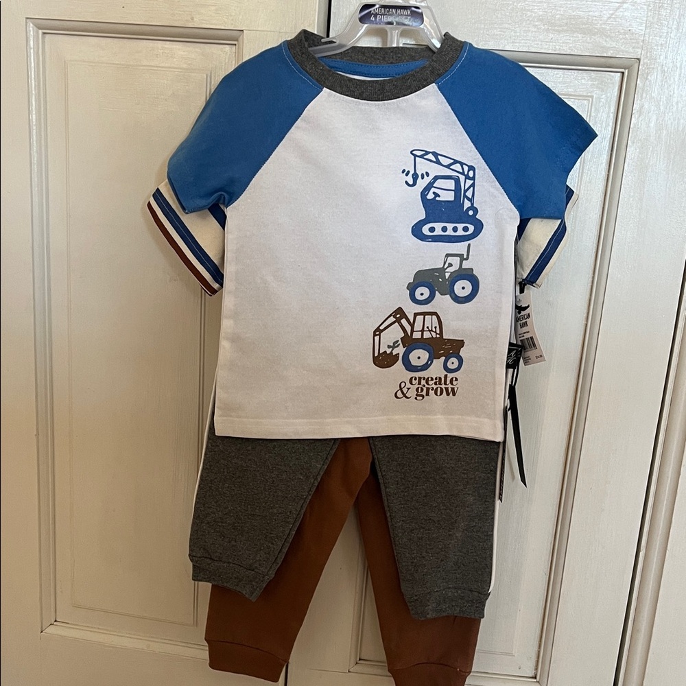 NWT Kids Construction Graphic Tee and Pants Set